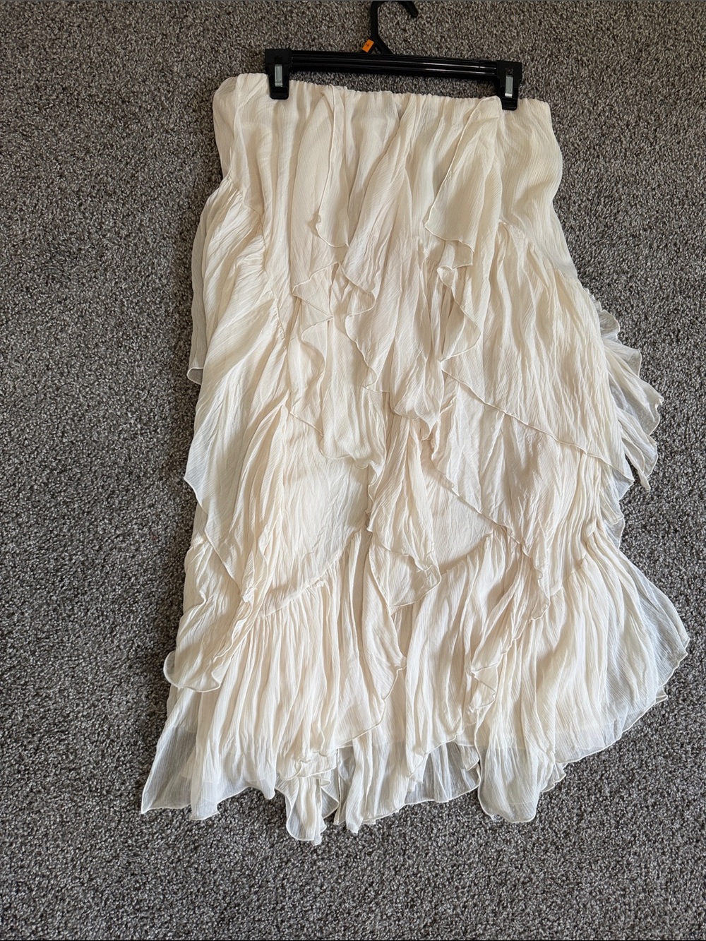 Zara Ivory Layered Ruffle Maxi Skirt
